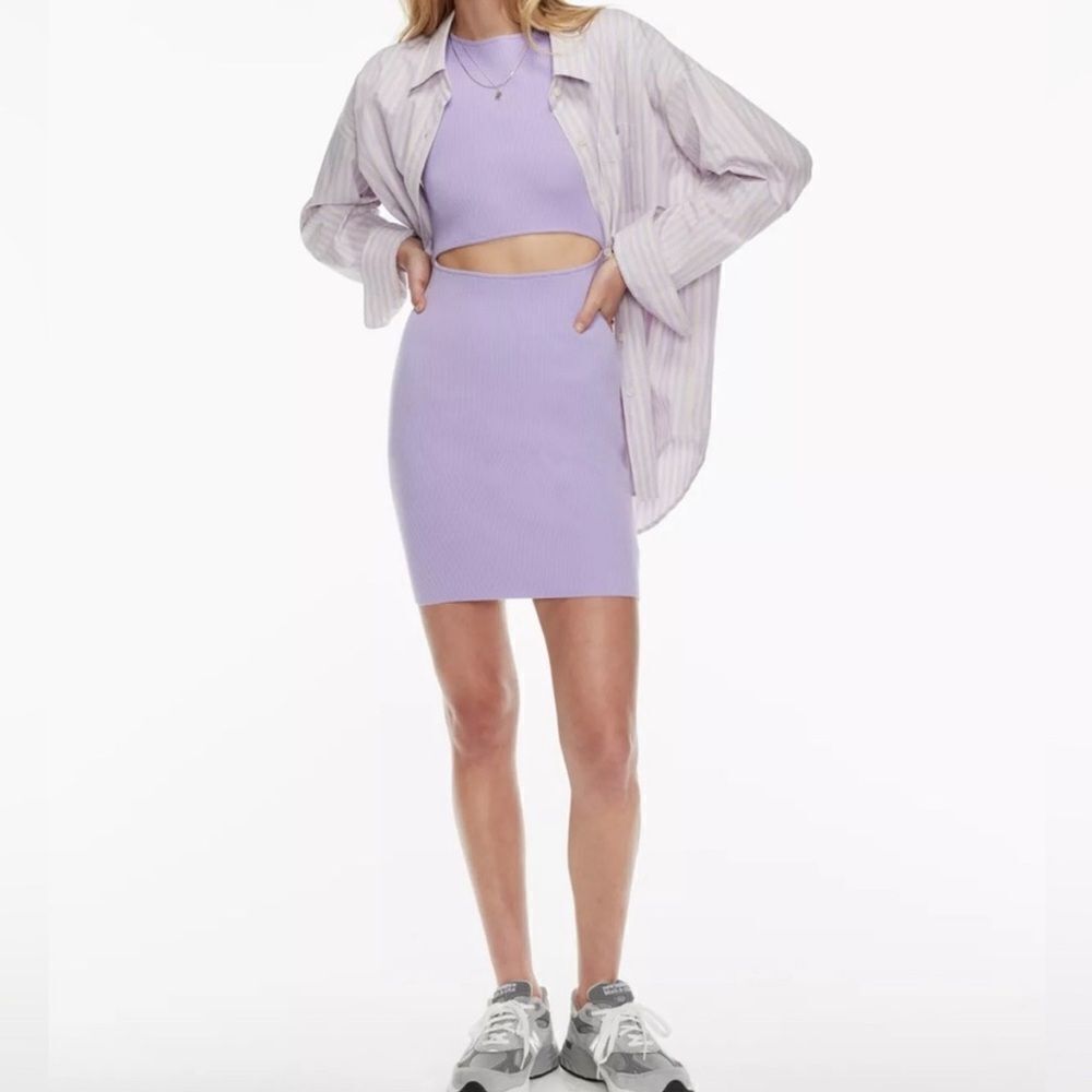 Aritzia wilfred free knit cutout mini dress lavender purple